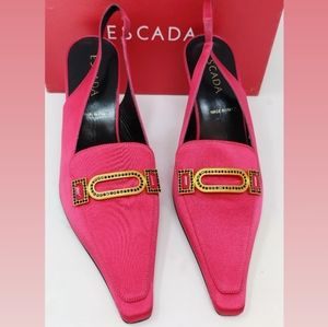 Escada Pink Embellished Mule Heels 8.5